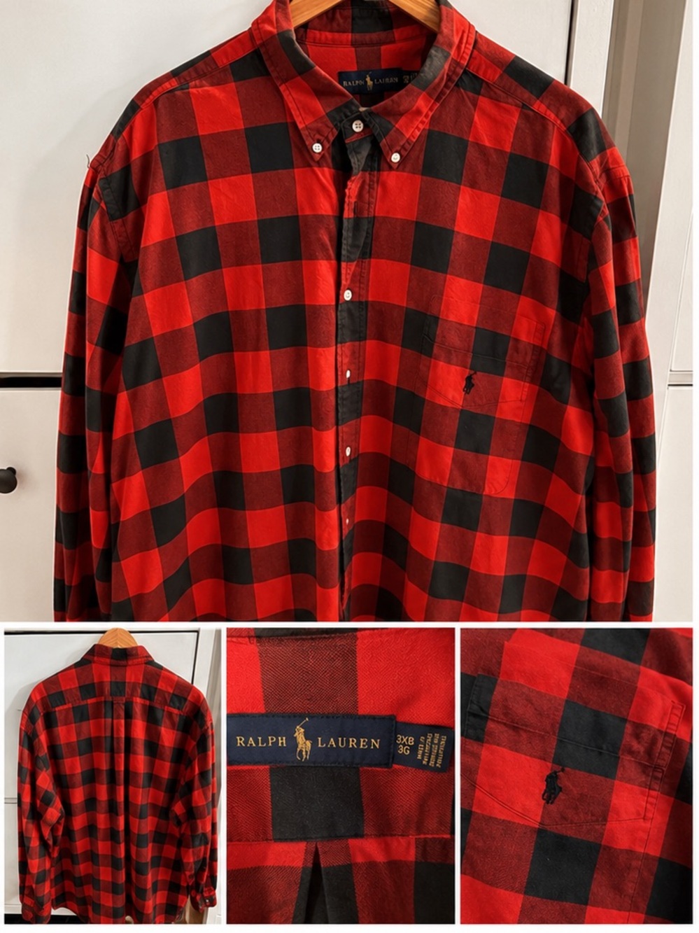 Ralph Lauren Red & Black Buffalo Plaid Button-Down Shirt 3XB
